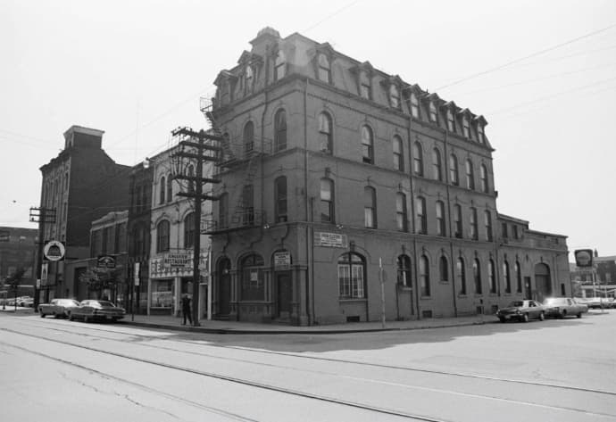 Historic Old Town street view near Nester St. Lawrence Market showcasing heritage architecture in Toronto